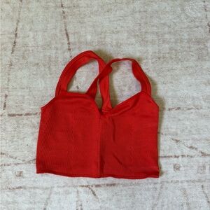 Anthropologie Red Ribbed Cropped Tank top